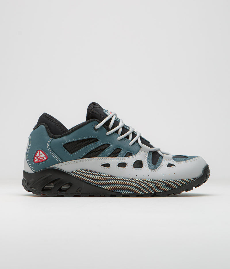 Nike ACG Air Exploraid Shoes in Ash Green and Varsity Red and Black - Neutral Grey