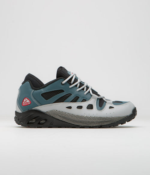 Nike ACG Air Exploraid Shoes in Ash Green and Varsity Red and Black - Neutral Grey