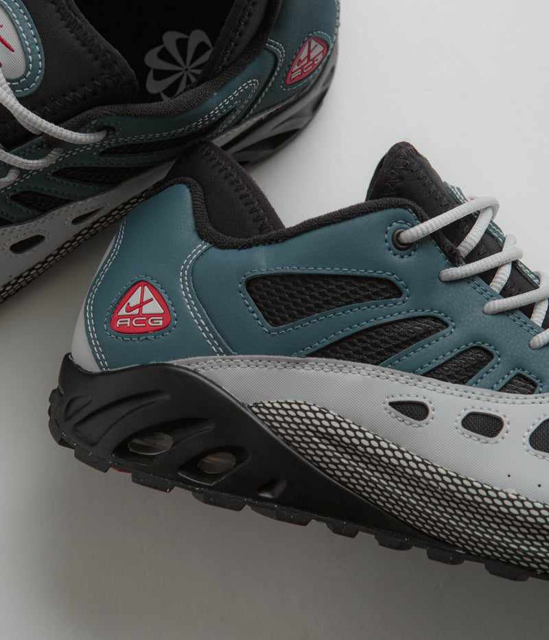 Nike ACG Air Exploraid Shoes in Ash Green and Varsity Red and Black - Neutral Grey