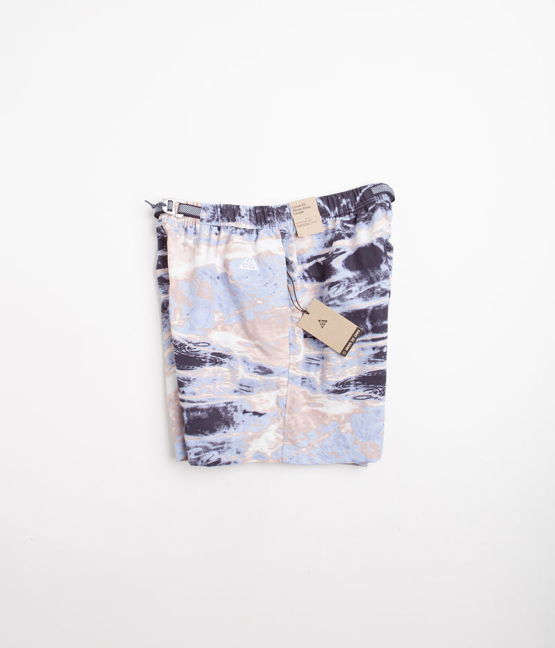 Nike ACG All Over Print Trail Shorts in Pink Oxford and Gridiron / Summit White