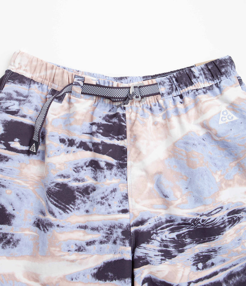 Nike ACG All Over Print Trail Shorts in Pink Oxford and Gridiron / Summit White