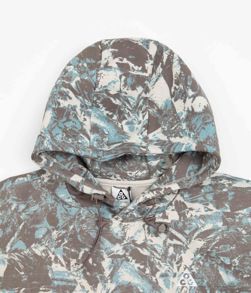Nike ACG Allover Print Hoodie in Light Bone and Cave Stone / Summit White