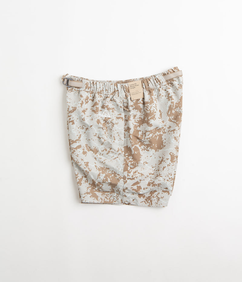 Nike ACG AOP Trail Shorts in Light Iron Ore and Summit White