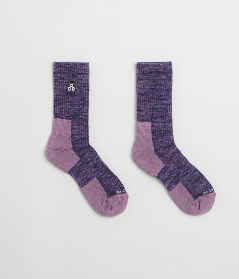 Nike ACG Everyday Cushioned Crew Socks in Purple Ink and Black / Summit White