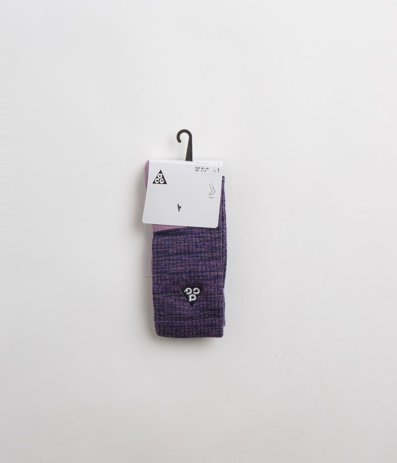 Nike ACG Everyday Cushioned Crew Socks in Purple Ink and Black / Summit White