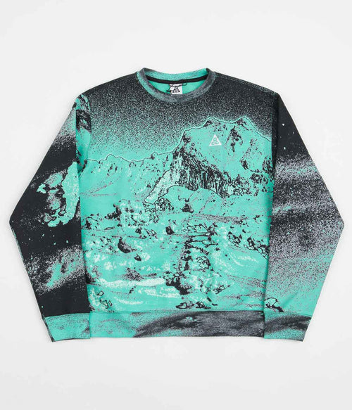 Nike ACG Fleece Crewneck Sweatshirt in Light Menta and Summit White