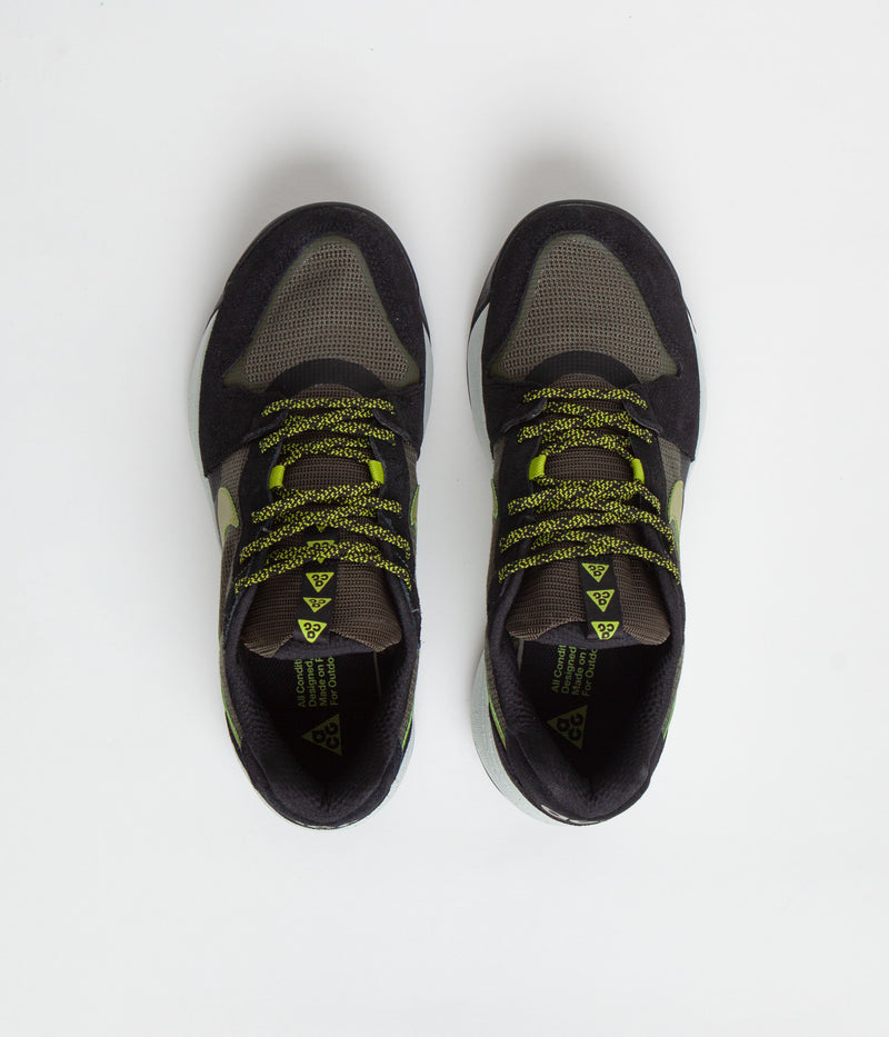 Nike ACG Lowcate Shoes in Cargo Khaki and Moss and Black - Bright Cactus