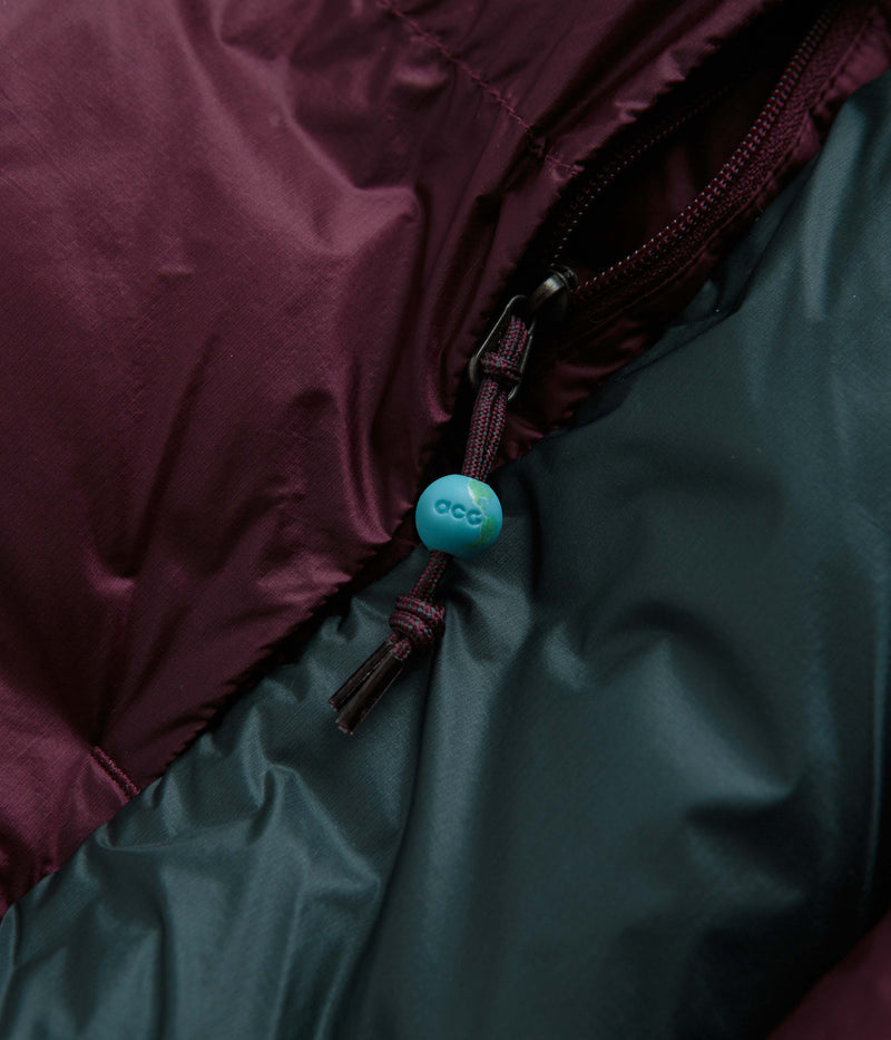 Nike ACG Lunar Lake Puffer Jacket in Night Maroon and Deep Jungle / Summit White