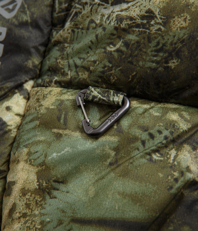 Nike ACG Lunar Lake Puffer Jacket in Oil Green and Medium Olive / Reflective Silver