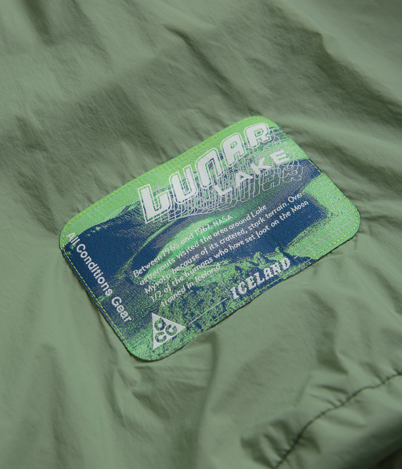 Nike ACG Lunar Lake Puffer Jacket in Oil Green and Medium Olive / Reflective Silver