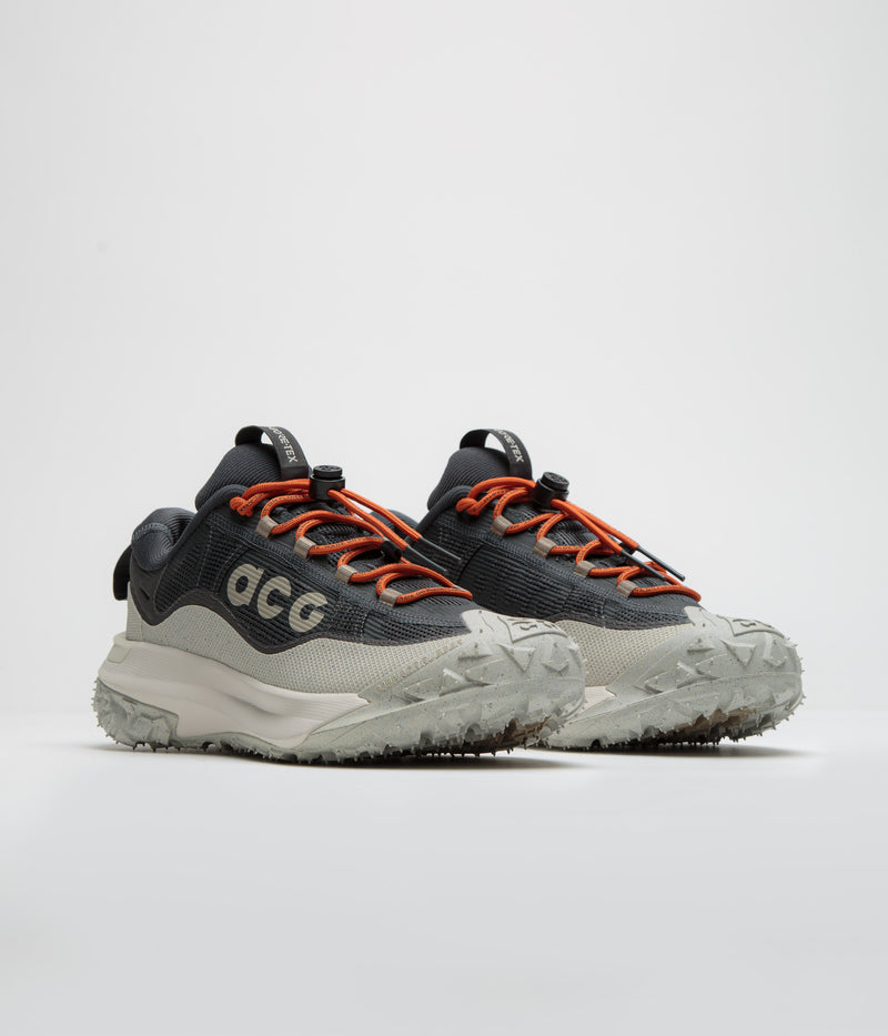 Nike ACG Mountain Fly 2 Low GTX Shoes in Dark Smoke Grey and Khaki and Light Orewood Brown