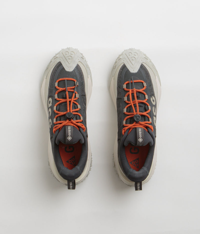 Nike ACG Mountain Fly 2 Low GTX Shoes in Dark Smoke Grey and Khaki and Light Orewood Brown