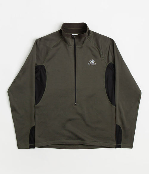 Nike ACG Oregon Series Polartec Zip Sweatshirt in Cargo Khaki and Black / Wolf Grey