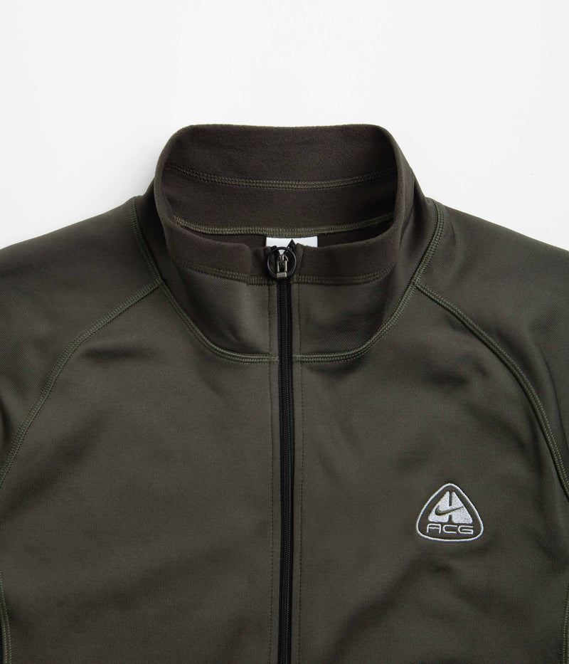 Nike ACG Oregon Series Polartec Zip Sweatshirt in Cargo Khaki and Black / Wolf Grey
