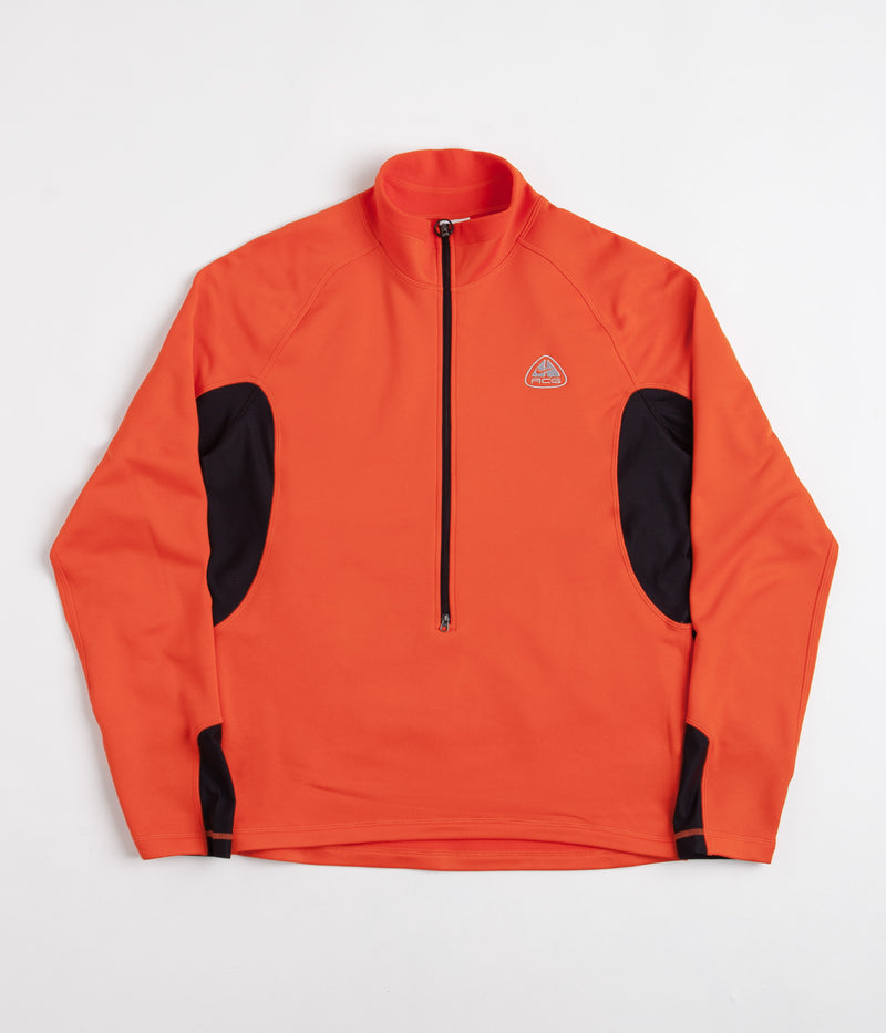 Nike ACG Oregon Series Polartec Zip Sweatshirt in Picante Red and Black / Wolf Grey