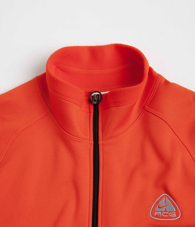 Nike ACG Oregon Series Polartec Zip Sweatshirt in Picante Red and Black / Wolf Grey
