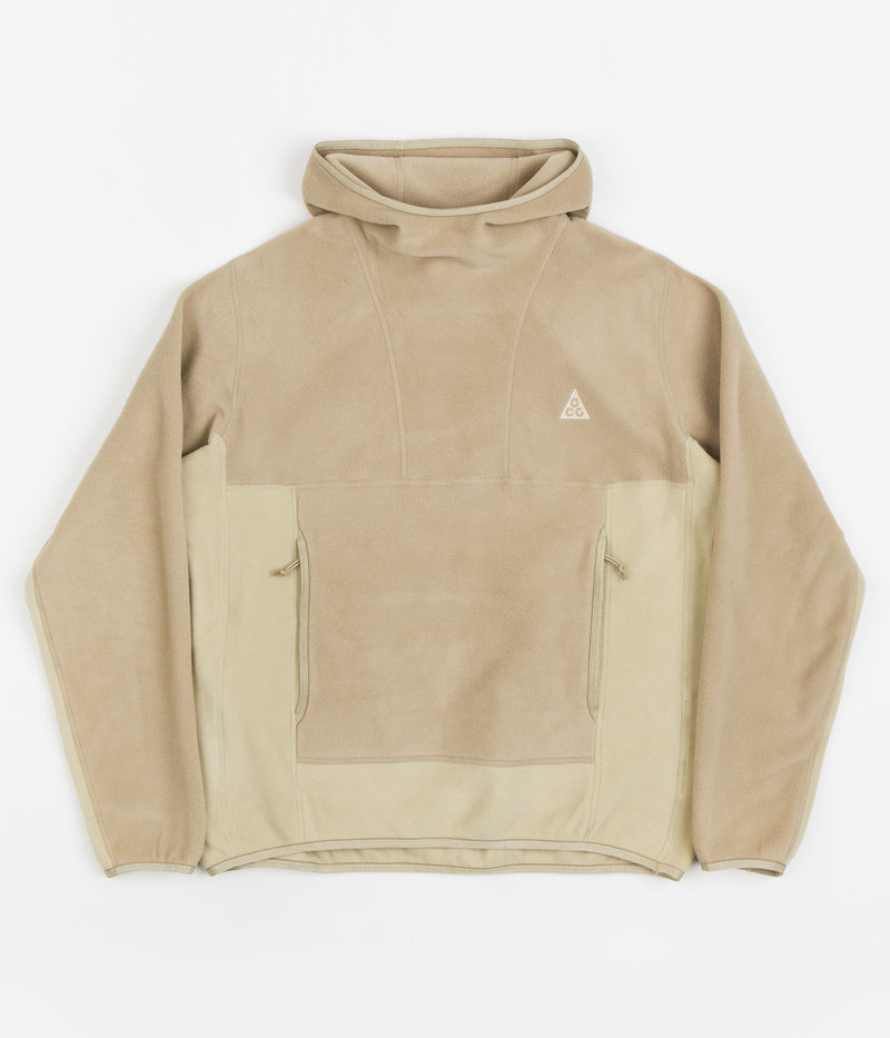 Nike ACG Polartec Wolf Tree Hoodie in Khaki and Limestone / Sanddrift