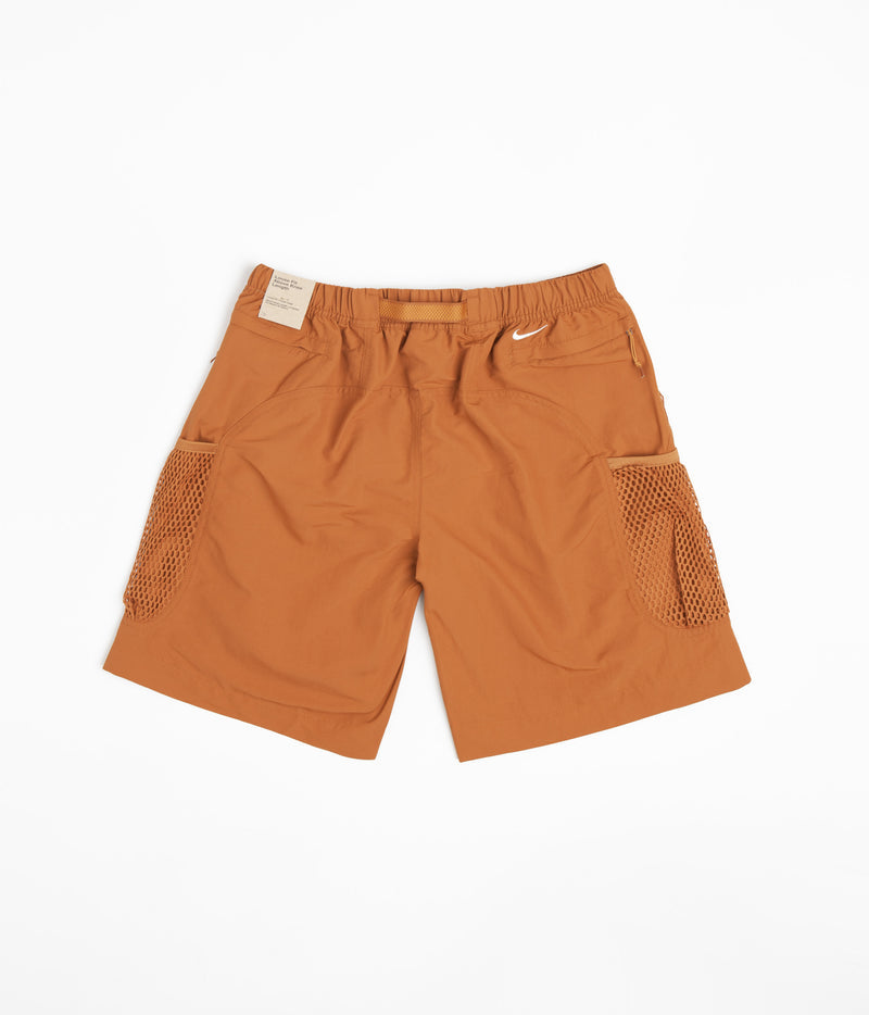 Nike ACG Snowgrass Cargo Shorts in Dark Russet and Monarch / Summit White