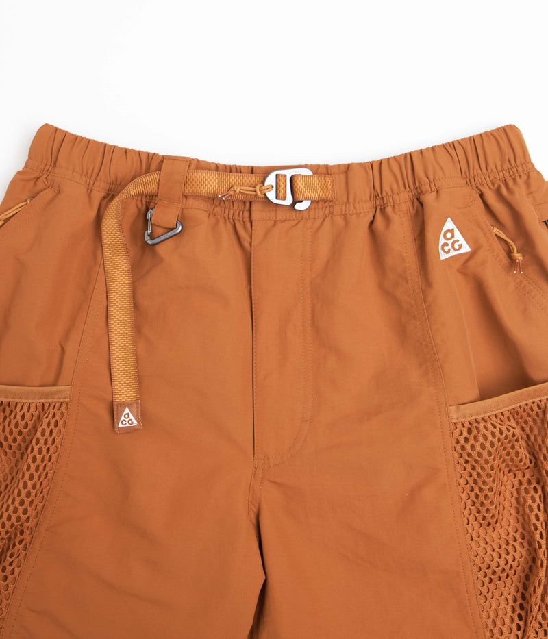 Nike ACG Snowgrass Cargo Shorts in Dark Russet and Monarch / Summit White