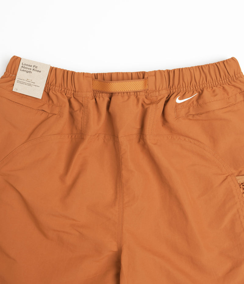 Nike ACG Snowgrass Cargo Shorts in Dark Russet and Monarch / Summit White