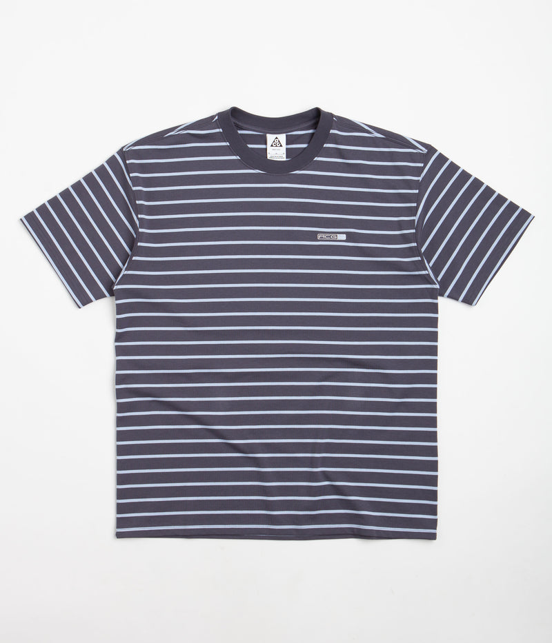 Nike ACG Stripe T-Shirt in Gridiron and Cobalt Bliss / Summit White