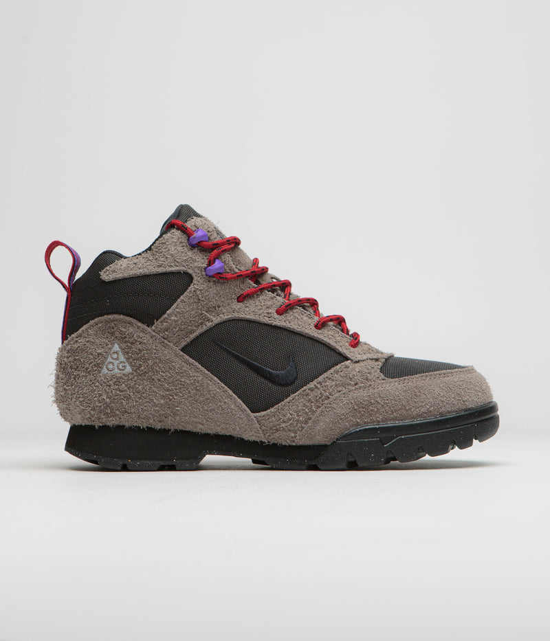 Nike ACG Torre Mid Waterproof Shoes in Olive Grey and Black and Off Noir - Varsity Red