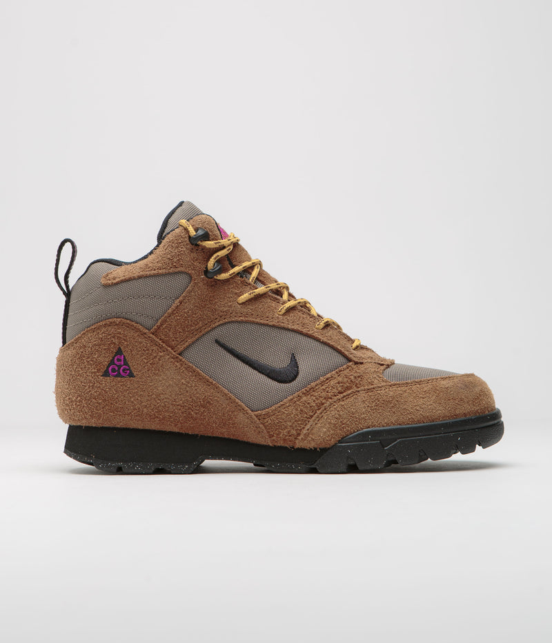 Nike ACG Torre Mid Waterproof Shoes in Pecan and Black and Olive Grey - Red Plum
