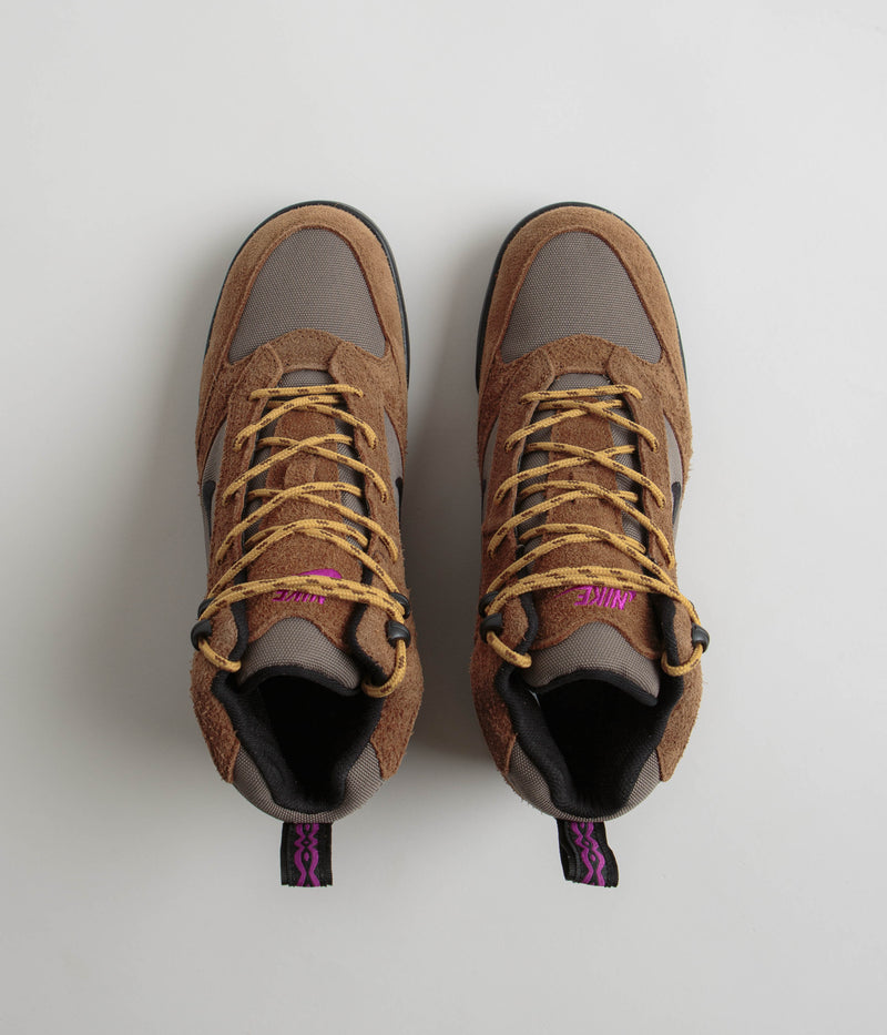 Nike ACG Torre Mid Waterproof Shoes in Pecan and Black and Olive Grey - Red Plum