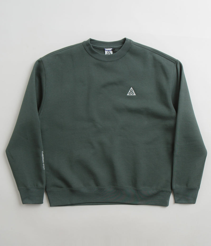 Nike ACG Tuff Fleece Crewneck Sweatshirt in Vintage Green and Vintage Green / Summit White