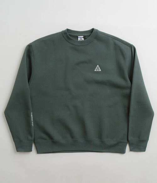 Nike ACG Tuff Fleece Crewneck Sweatshirt in Vintage Green and Vintage Green / Summit White