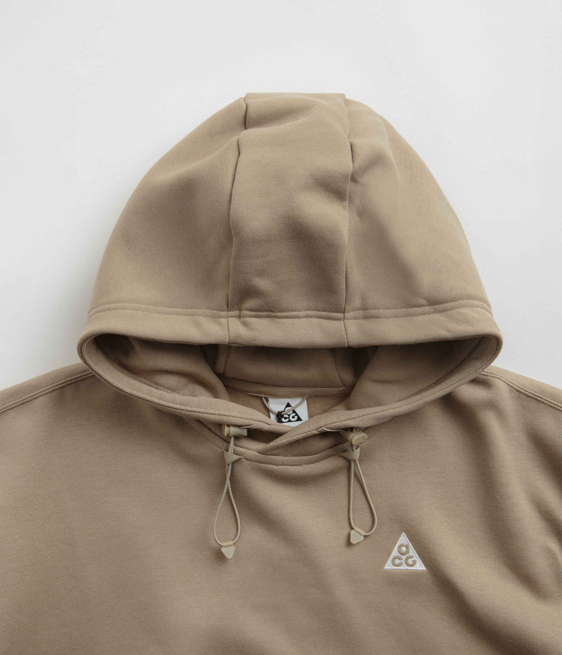 Nike ACG Tuff Fleece Hoodie in Khaki and Summit White / Summit White
