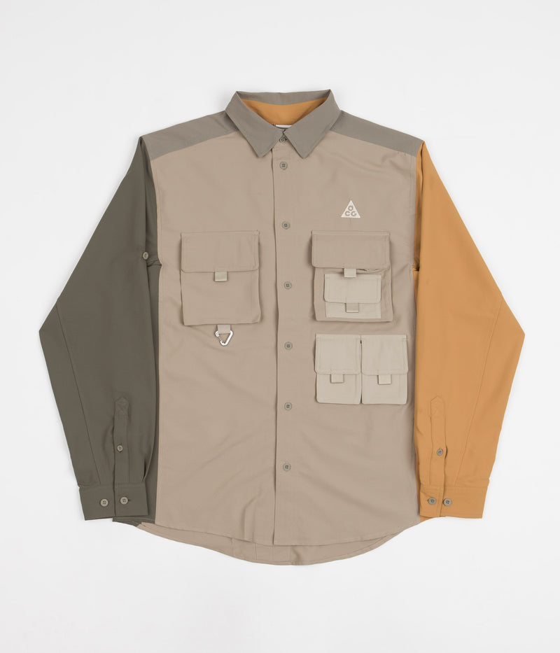 Nike ACG UV Devastation Trail Shirt in Khaki and Matte Olive / Gold Suede / Sanddrift