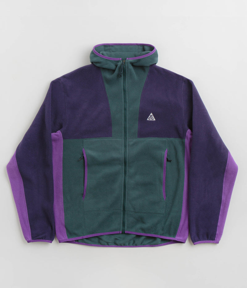 Nike ACG Wolf Tree Full Zip Hoodie in Deep Jungle and Purple Ink / Summit White