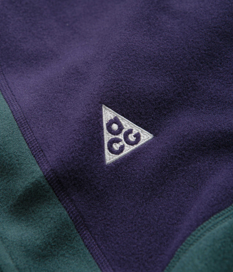 Nike ACG Wolf Tree Full Zip Hoodie in Deep Jungle and Purple Ink / Summit White