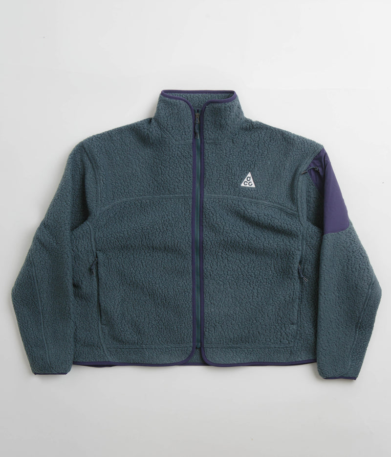 Nike ACG Womens Arctic Wolf Full-Zip Fleece in Deep Jungle and Purple Ink / Summit White