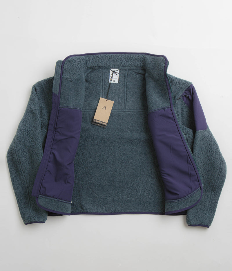 Nike ACG Womens Arctic Wolf Full-Zip Fleece in Deep Jungle and Purple Ink / Summit White