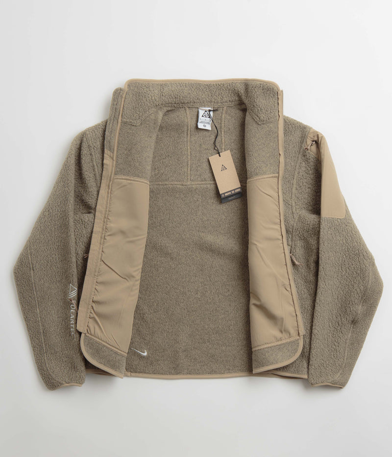 Nike ACG Womens Arctic Wolf Full-Zip Fleece in Khaki and Khaki / Summit White