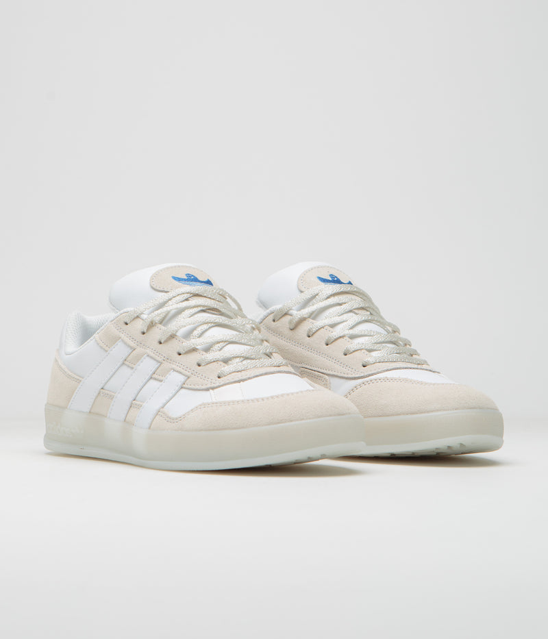 Adidas Aloha Super Shoes in Crystal White and FTWR White / Bluebird