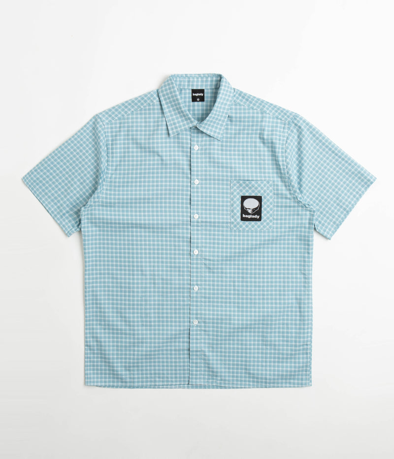 Baglady Alien Logo Shirt in Pacific Blue and White