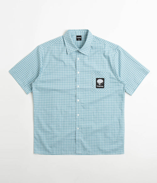 Baglady Alien Logo Shirt in Pacific Blue and White