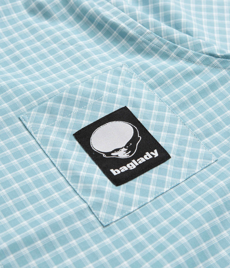 Baglady Alien Logo Shirt in Pacific Blue and White