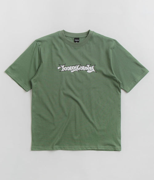 Baglady Bootleg Throw Up Logo T-Shirt in Sage Green