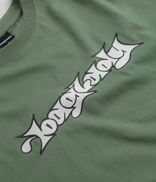 Baglady Bootleg Throw Up Logo T-Shirt in Sage Green