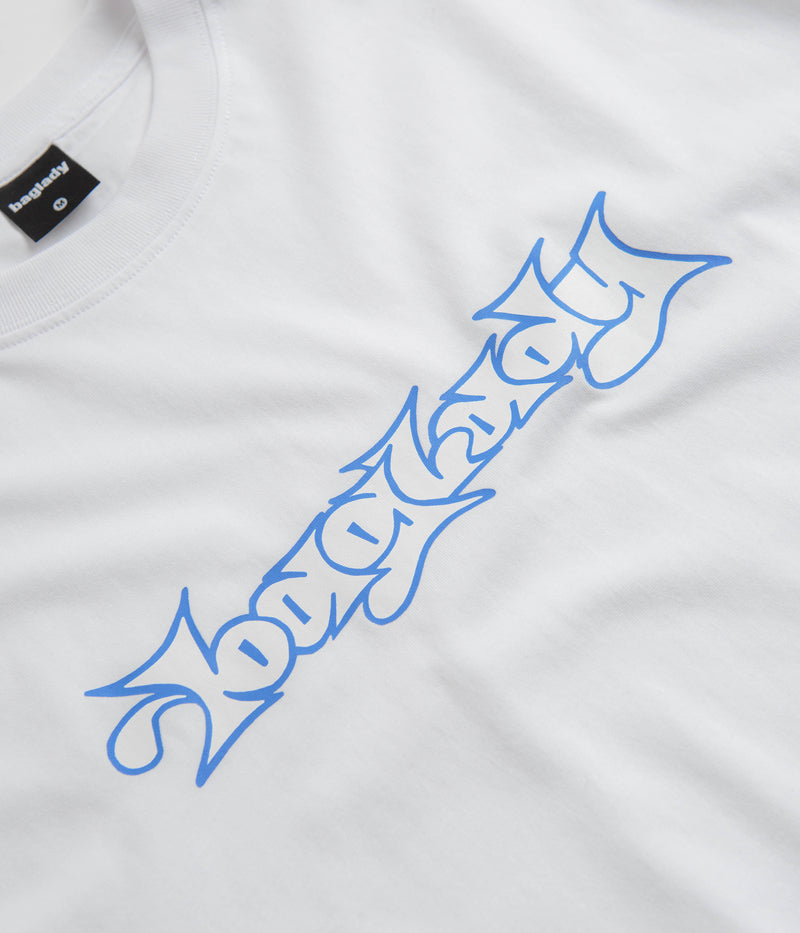 Baglady Bootleg Throw Up Logo T-Shirt in White