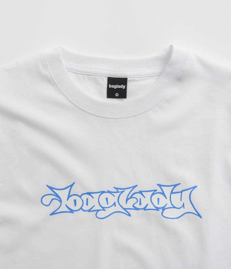 Baglady Bootleg Throw Up Logo T-Shirt in White