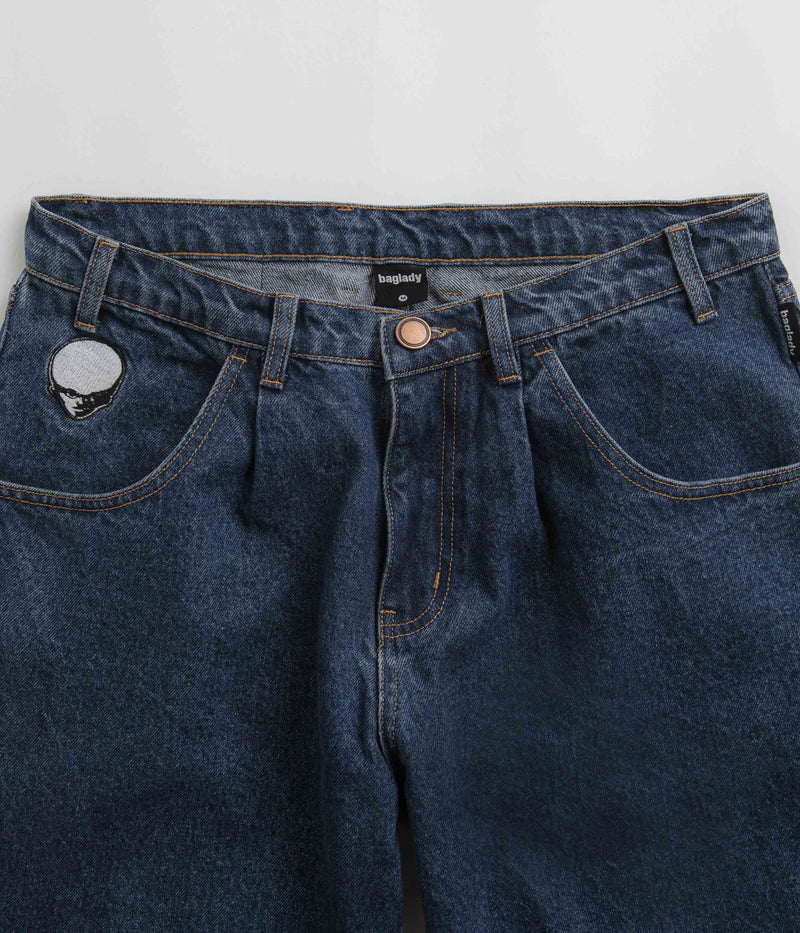 Baglady Logo Jeans in Indigo Blue