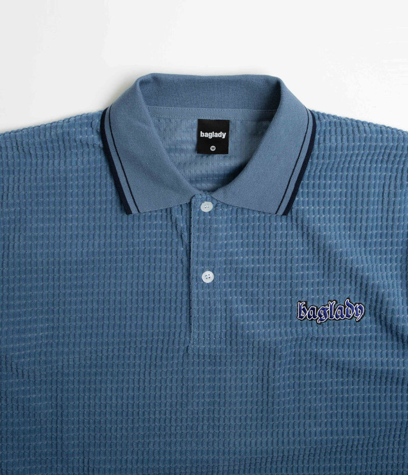 Baglady Thick Corduroy Polo Shirt in Azure Blue