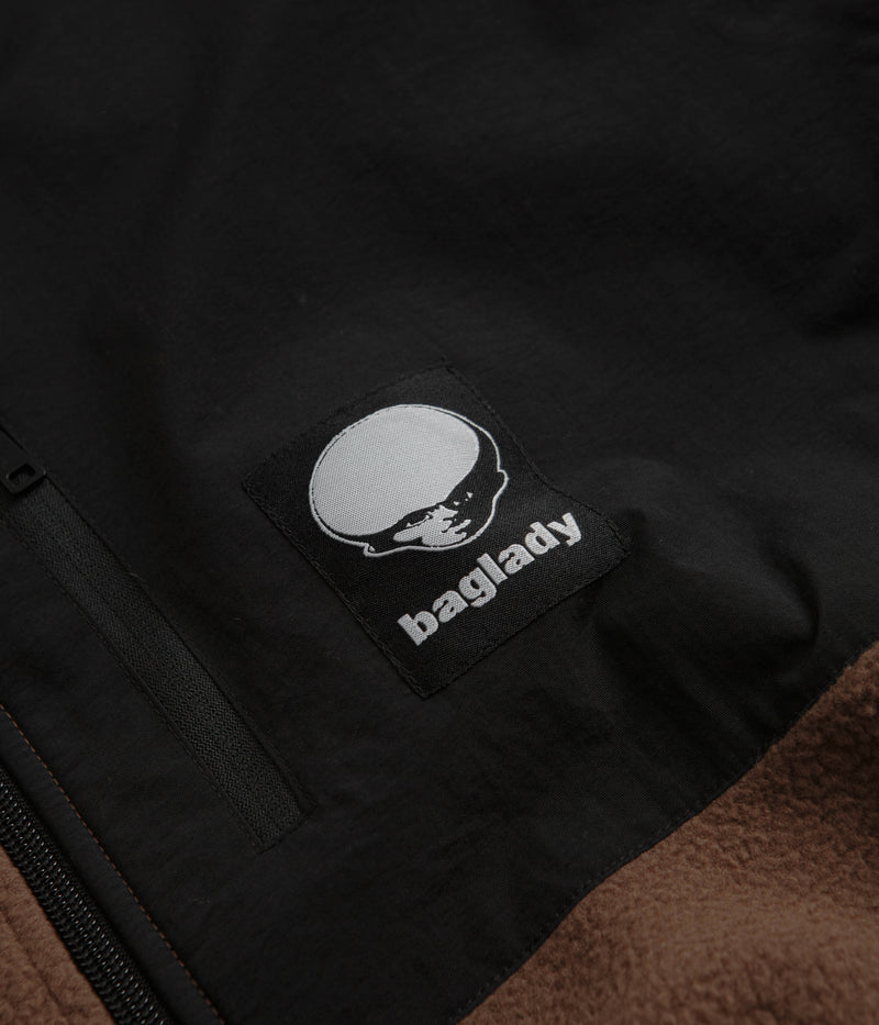 Baglady Zip Up Fleece in Tawny Brown