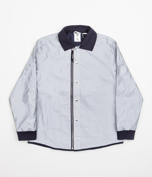 Adidas Blondey Coach Jacket in Reflective Silver and Mineral Blue
