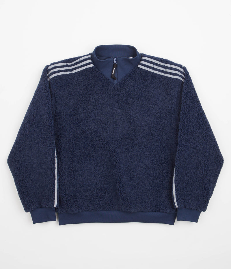Adidas Blondey Sherpa Pullover Jacket in Mineral Blue and Reflective Silver